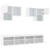 vidaXL 6 Piece TV Wall Cabinet Set with LED Lights White