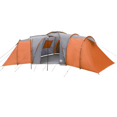 vidaXL Family Tent Dome 12-Person Grey and Orange Waterproof