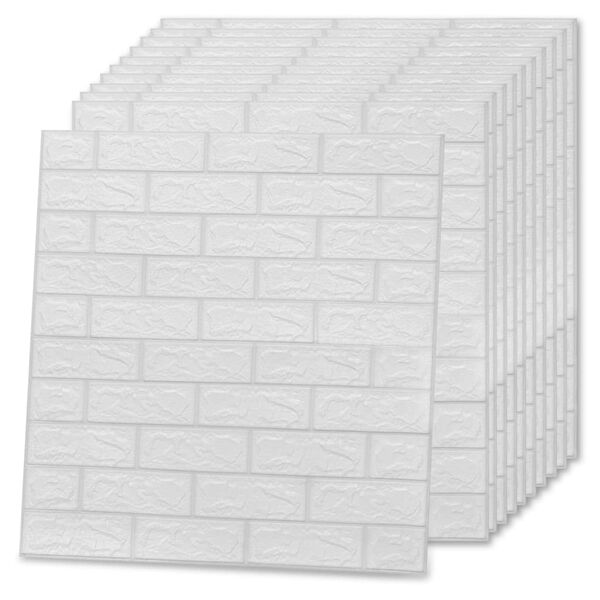 vidaXL 3D Wallpaper Bricks Self-adhesive 40 pcs White