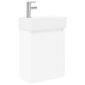 vidaXL Bathroom Vanity Unit with Tap White 45.5 x 22.5 x 84 cm