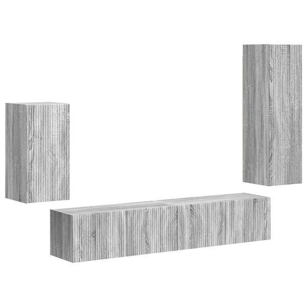 vidaXL TV Cabinet Set Wall-mounted 4 pcs Grey Sonoma Engineered Wood