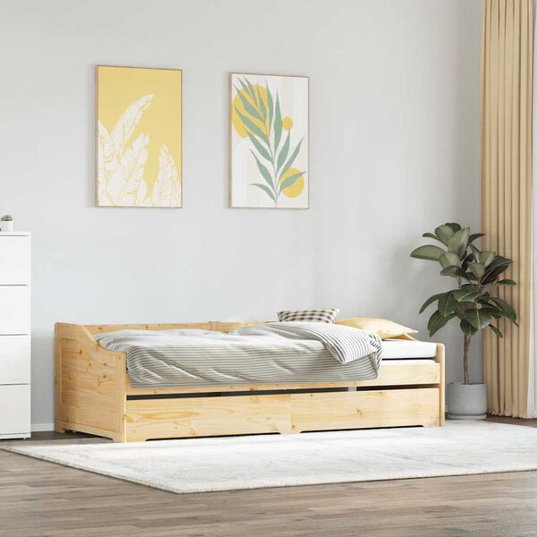 vidaXL Daybed with Trundle without Mattress IRUN 90x200 cm