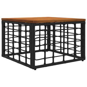 vidaXL Garden Table Black and Natural 55 x 55 x 37 cm