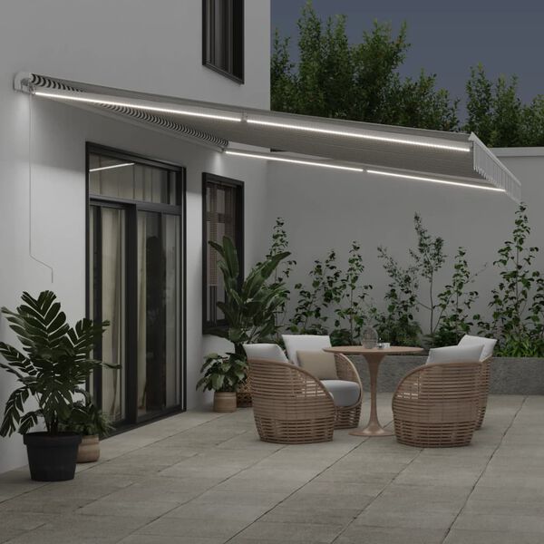 vidaXL Manual Retractable Awning with LED Anthracite&White 600x350 cm