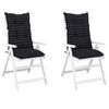 vidaXL Garden Highback Chair Cushions 2 pcs Black Check Pattern 120x50x7 cm Fabric