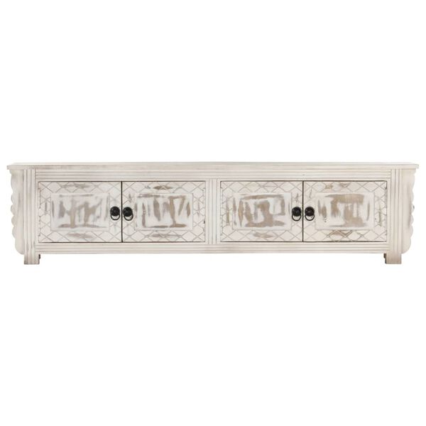 vidaXL TV Cabinet White 140x30x35 cm Solid Mango Wood