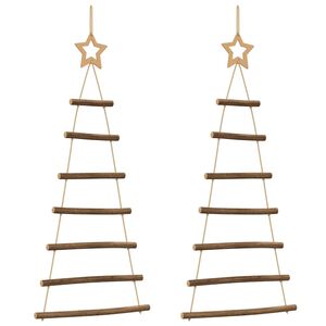 vidaXL&nbsp;Hanging Christmas Trees with Top Stars 2 pcs 42x90 cm Natural Branch