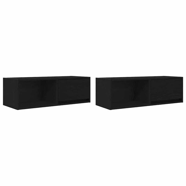 vidaXL TV Cabinets 2 pcs Black Oak 80x31x25.5 cm Engineered Wood