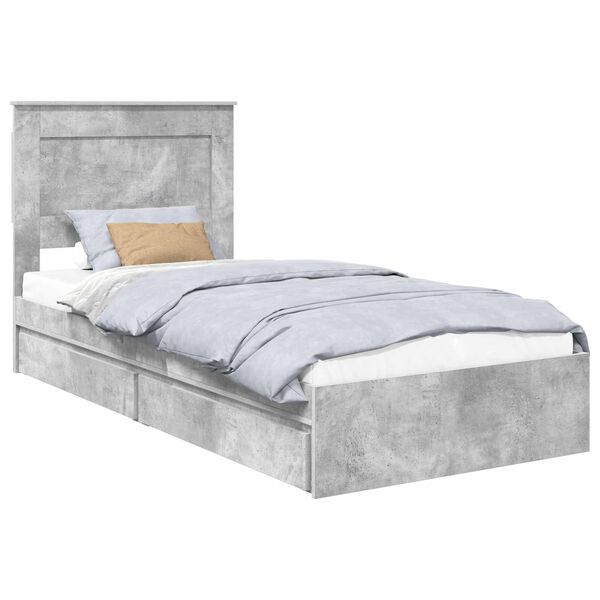 vidaXL Storage Bed Concrete Grey 90 x 200 cm Engineered Wood