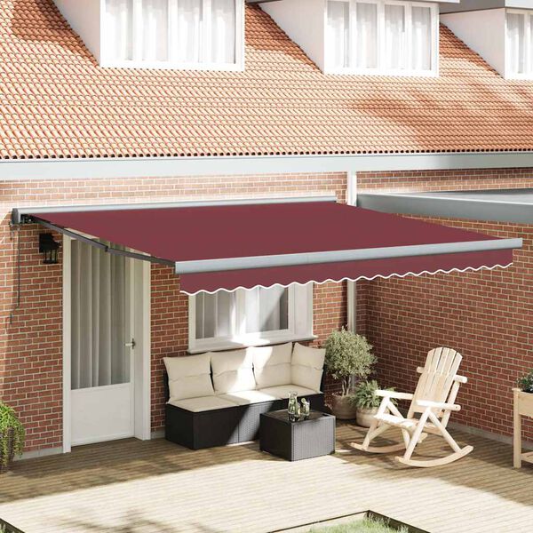 vidaXL Automatic Retractable Awning Burgundy 400x300 cm