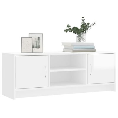vidaXL TV Cabinet High Gloss White 102x30x37.5 cm Engineered Wood