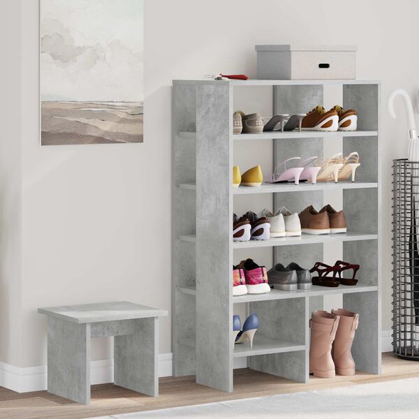 vidaXL Shoe Cabinet with Shelf 2 pcs Concrete Grey Engineered Wood
