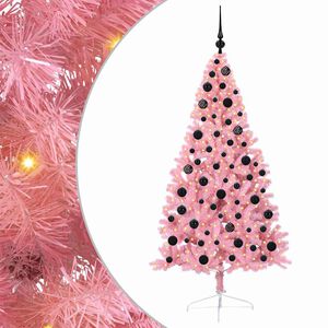 vidaXL Artificial Pre-lit Christmas Tree with 300 LEDs Pink 180 cm PVC