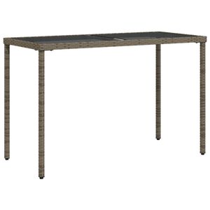 vidaXL Garden Table with Glass Top Grey 115x54x74 cm Poly Rattan