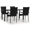 vidaXL 5 Piece Garden Dining Set Black Poly Rattan