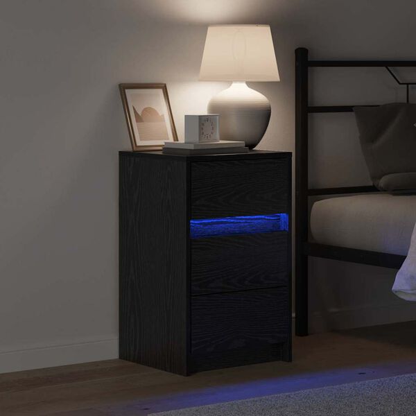 vidaXL Bedside Cabinet Black Oak 38 x 34 x 61 cm Engineered wood