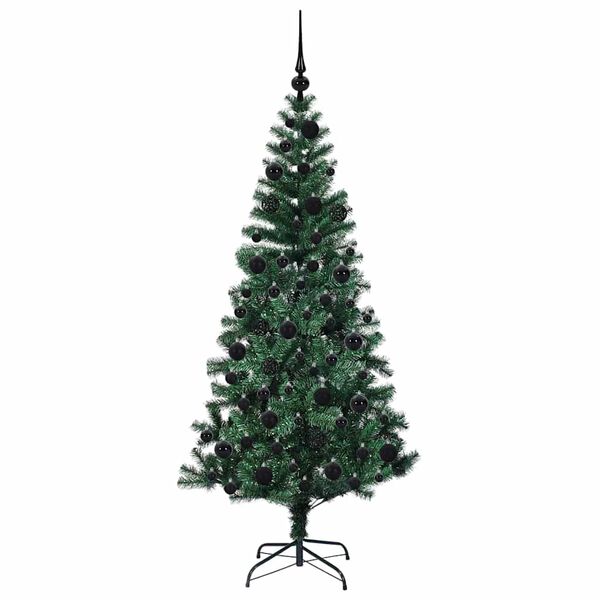 vidaXL Artificial Pre-lit Christmas Tree Green 180 cm PVC and Metal