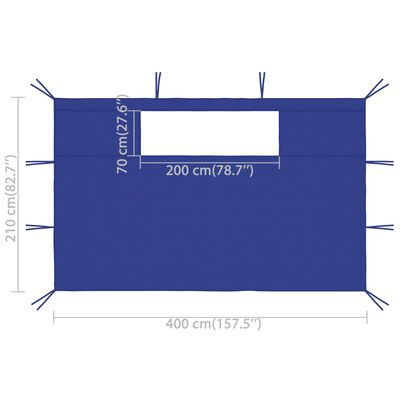 vidaXL Gazebo Sidewalls with Windows 2 pcs 4x2.1 m Blue 70 g/m²