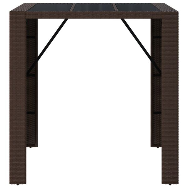 vidaXL Bar Table with Glass Top Brown 105x80x110 cm Poly Rattan