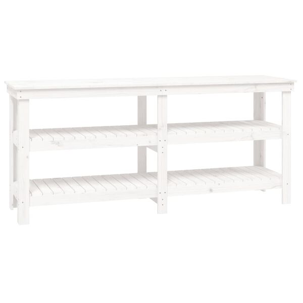 vidaXL Work Bench White 181x50x80 cm Solid Wood Pine