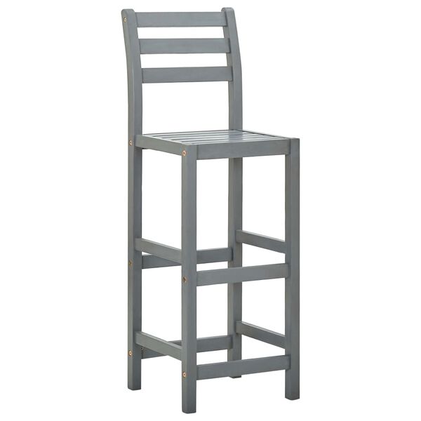 vidaXL Bar Stools 4 pcs Grey Solid Acacia Wood
