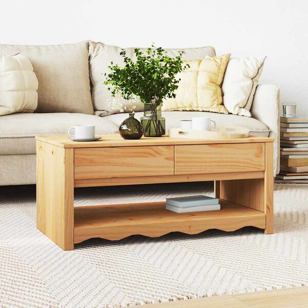 vidaXL Coffee Table Drammen Oak 99 x 55 x 45 cm Solid pine wood