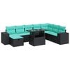 vidaXL 9 Piece Garden Sofa Set with Cushions Grey Poly Rattan Acacia