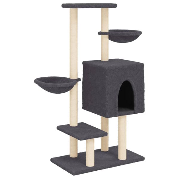 vidaXL Cat Tree with Sisal Scratching Posts Dark Grey 117 cm