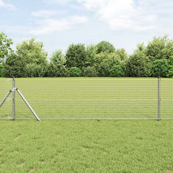 vidaXL Fence Post Silver 25 x 0.6 m (25 x 25 mm mesh) Steel