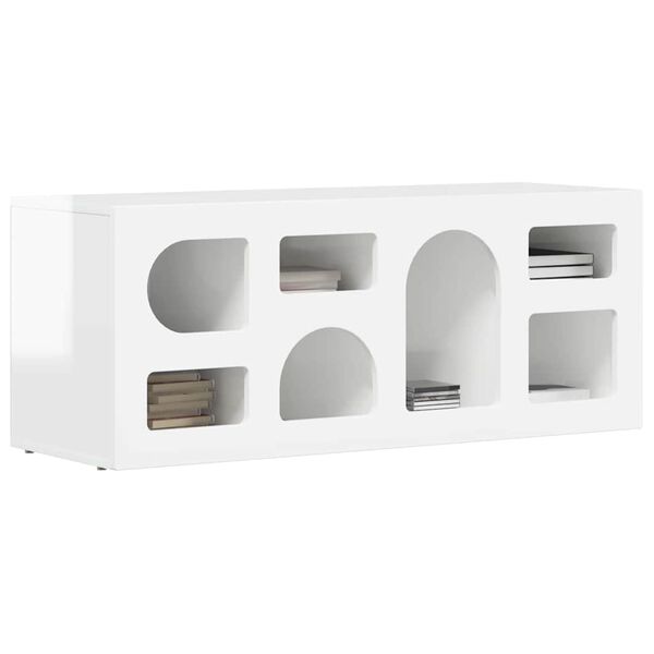 vidaXL TV Cabinet High Gloss White 100 x 35 x 40 cm Engineered Wood