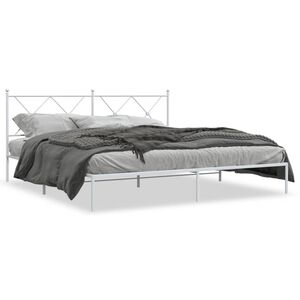 vidaXL Metal Bed Frame without Mattress with Headboard White 183x213cm