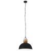 vidaXL Industrial Hanging Lamp Black Round 42 cm E27 Solid Mango Wood