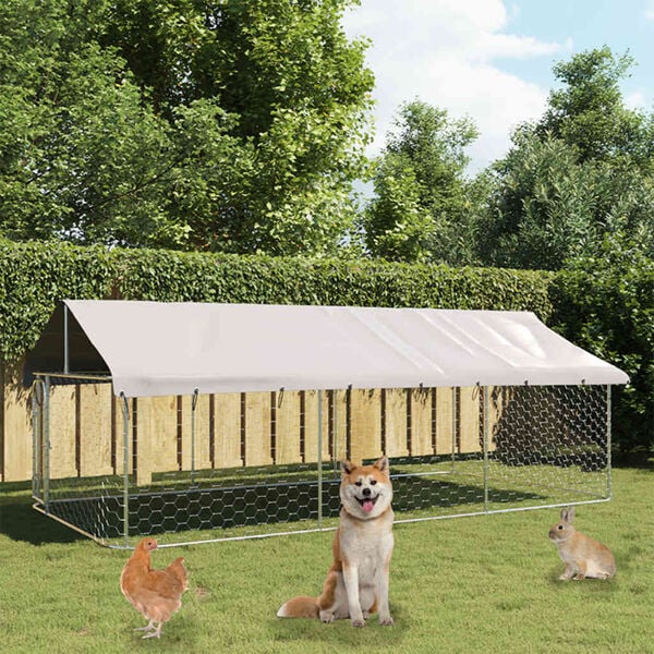 vidaXL Outdoor Dog Kennel with Roof 400x200x150 cm