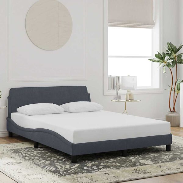 vidaXL Bed Frame "Dover" Dark Grey 135x190 cm Double Velvet