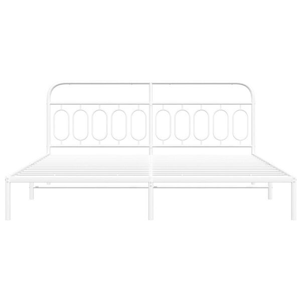 vidaXL Metal Bed Frame without Mattress with Headboard White 200x200cm