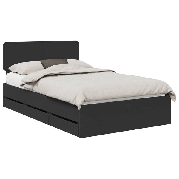 vidaXL Bed Frame with Drawer Black 120 x 200 cm Engineered Wood