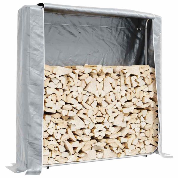 vidaXL Firewood Rack with Rain Cover 150x25x150 cm Galvanised steel