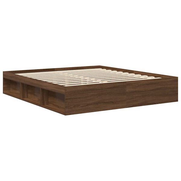 vidaXL Bed Frame without Mattress Brown Oak 180x200 cm Super King Super King Size