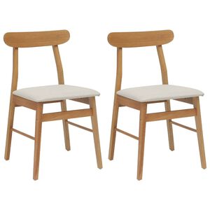 vidaXL Dining Chair 2 pcs Solid Rubber Wood Natural and Light