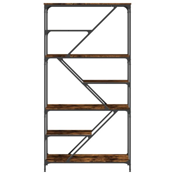 vidaXL Bookshelf Smoked Oak 91x36x176 cm Engineered Wood and Steel