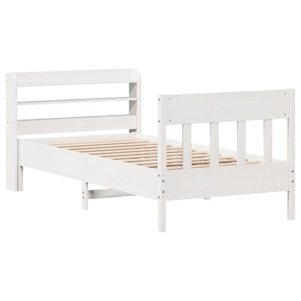 vidaXL Bed Frame without Mattress White 75x190 cm Small Single Solid Wood Pine