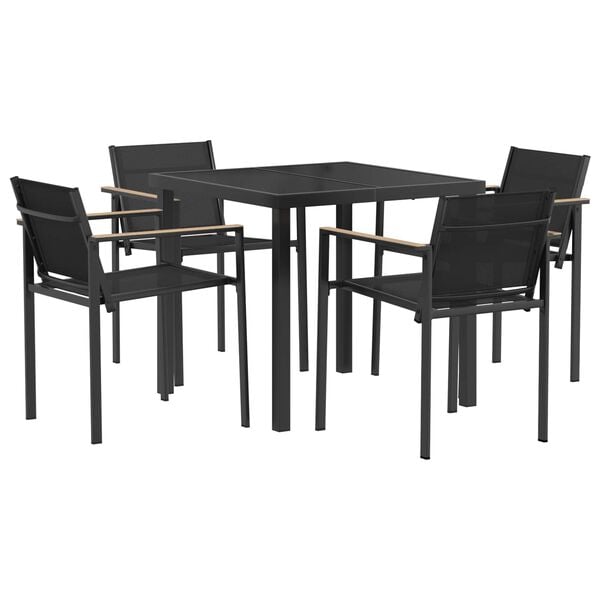 vidaXL Outdoor Furniture Set 5 pcs Black and Anthracite Textilene