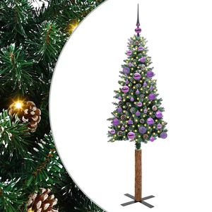 vidaXL Slim Christmas Tree Green 150 cm PVC and Solid Pine wood