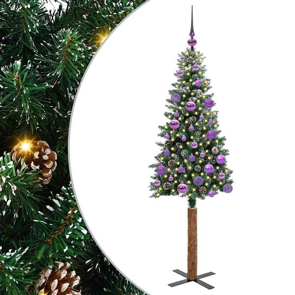 vidaXL Slim Christmas Tree Green 150 cm PVC and Solid Pine wood