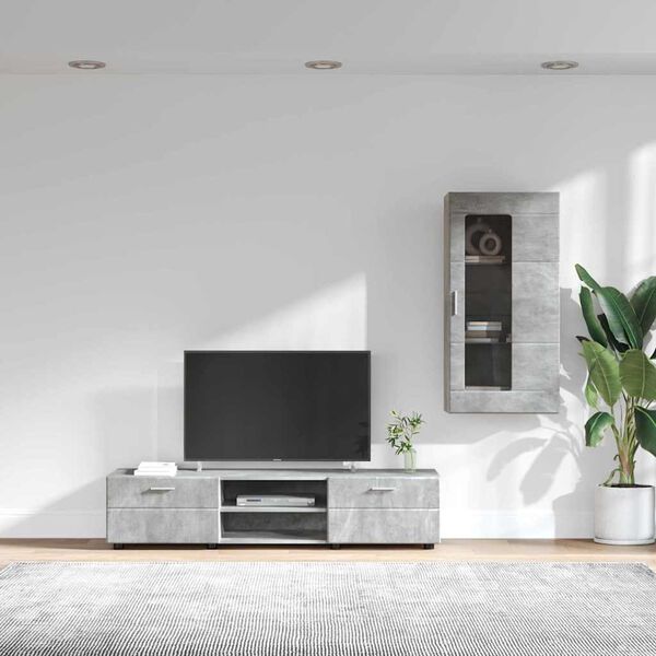 vidaXL TV Cabinet Set with Drawer FLORIN Concrete Grey Engineered Wood