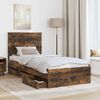 vidaXL Bed Frame with Drawer Smoked Oak 90 x 190 cm Engineer Wood