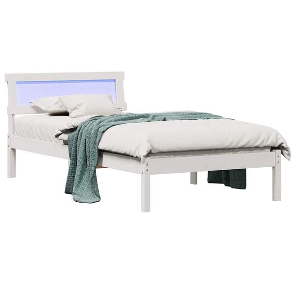 vidaXL Bed Frame with Headboard White 100 x 200 cm Solid Pine Wood