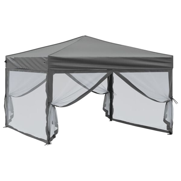 vidaXL Folding Party Tent with Sidewalls Anthracite 3x3 m
