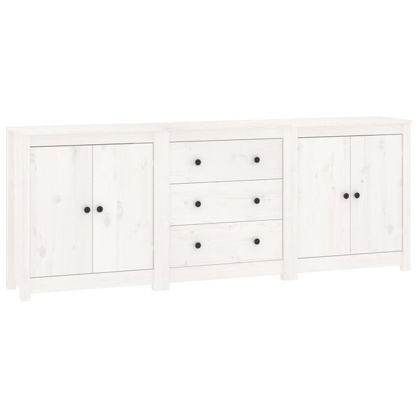 vidaXL Sideboard White 210x35x80 cm Solid Wood Pine