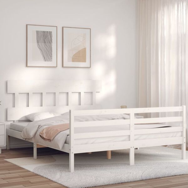 vidaXL Bed Frame without Mattress White 160x200 cm Solid Wood